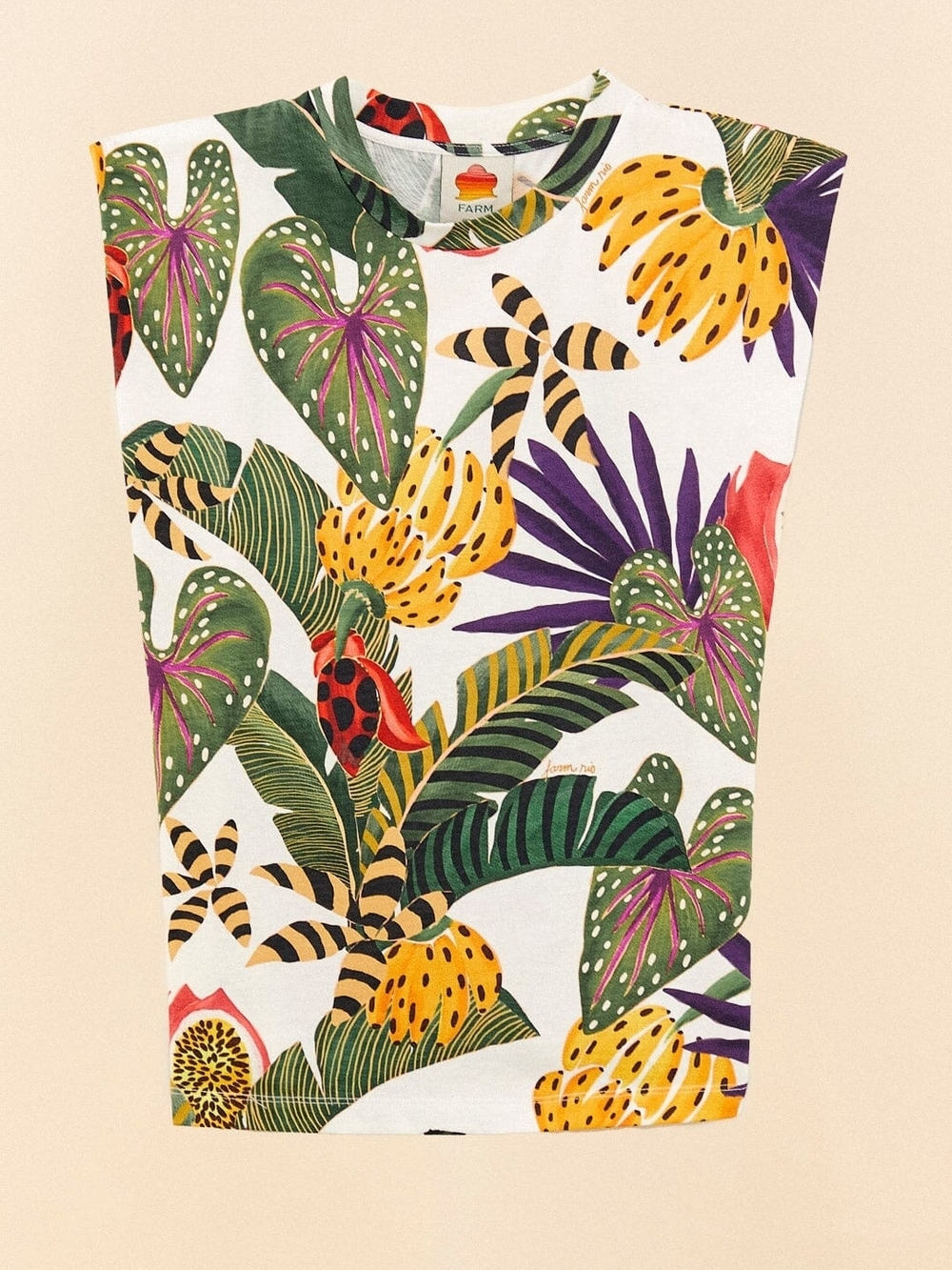 FARM Rio White Tropical Print Short Sleeve Tee